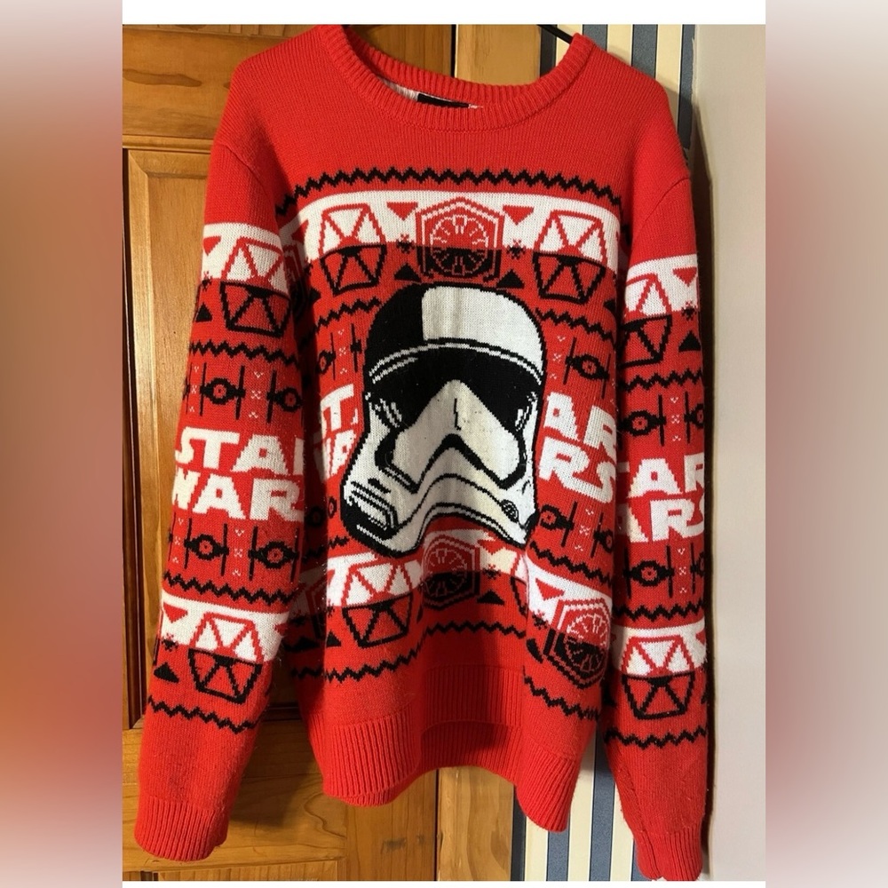 Red Star Wars Stormtrooper Cool Men's Red Sweaters - Size XXL.